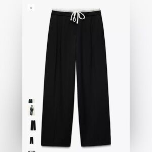 Zara women’s new with tags black trouser slacks double waist wide leg pants Med